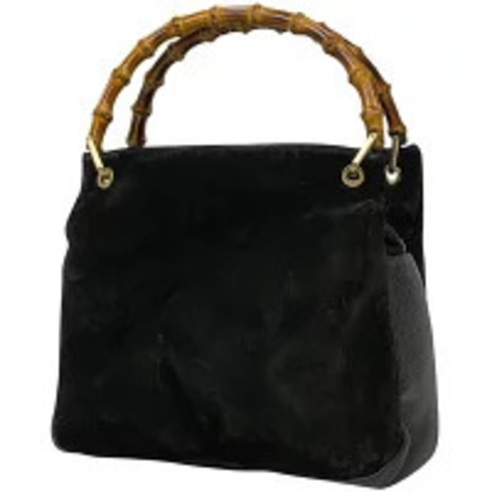 Gucci Bamboo 2way Handbag Suede Black